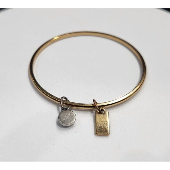 Coach Gold-tone Bangle Bracelet With Tag & Sunburst Charms - Picture 4 of 5